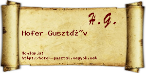 Hofer Gusztáv névjegykártya